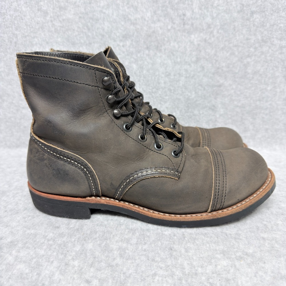 Red Wing Iron Ranger 8086 Mens 7.5 Cap Toe Boots Charcoal Rough & Tough Leather - Picture 2 of 10